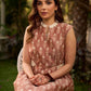 Chic champagne beige Ikat dress elevated with Hakoba accents, a relaxed drop-shoulder fit, mandarin neckline, and fluid side gathers detailed with Hakoba flaps.