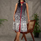 Black and maroon ombré Kalamkari inspired motif printed shirt dress with slit mandarin collar and maroon accents