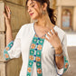 Timeless White Cotton Kurta with Hand Painted Madhubani Motifs on Front & Sleeves