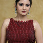 Elegant Maroon Ikaat Sleeveless Blouse with Golden Gota-Patti Detailing & Smart Back