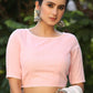 Baby Pink Cotton Blouse with Applique Work  and Embroidery Detailing on the Sleeves