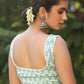 Turquoise Chikankari Sleeveless Blouse with Pompom Lace Detailing