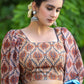 Exclusive Boroque Print Peach Puff Sleeves Blouse