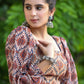Exclusive Boroque Print Peach Puff Sleeves Blouse
