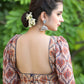 Exclusive Boroque Print Peach Puff Sleeves Blouse