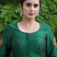 Green Cotton Silk Blouse with Kutch Embroidered Patch