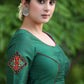 Green Cotton Silk Blouse with Kutch Embroidered Patch