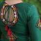 Green Cotton Silk Blouse with Kutch Embroidered Patch