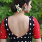 Standout Black Ikat Cotton Blouse with Red Cotton Silk Sleeves and Mirrorwork Detailing