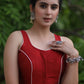 Stylish Maroon Cotton Silk Sleeveless with Semi-Circular Kutch Patch on the Back