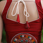 Stylish Maroon Cotton Silk Sleeveless with Semi-Circular Kutch Patch on the Back