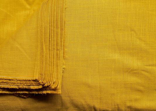 Plain Mustard Colour Pure Cotton Slub Fabric