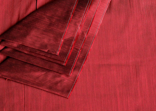 Plain Maroon Cotton Slub Silk Fabric