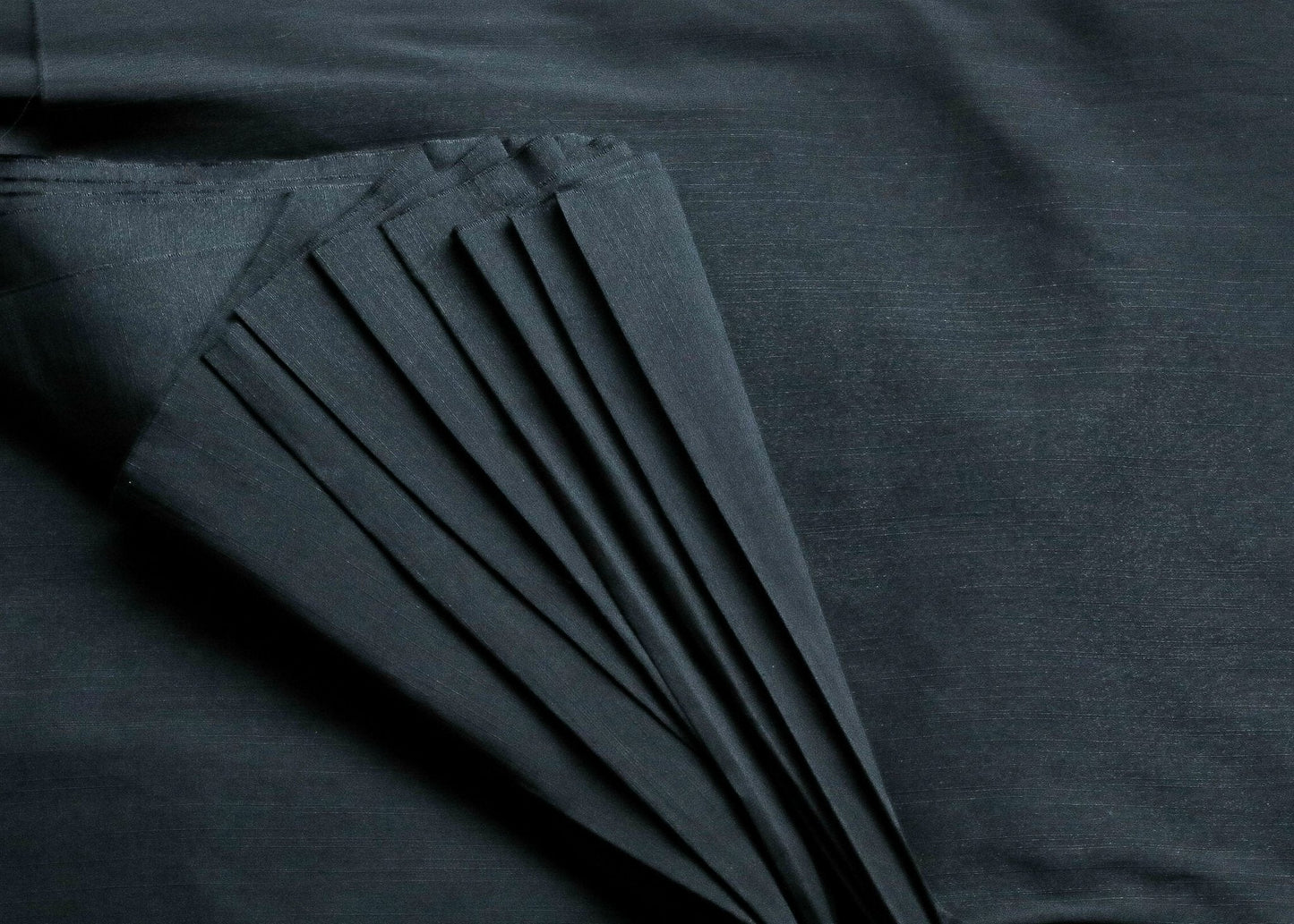 Plain Black Cotton Slub Silk Fabric