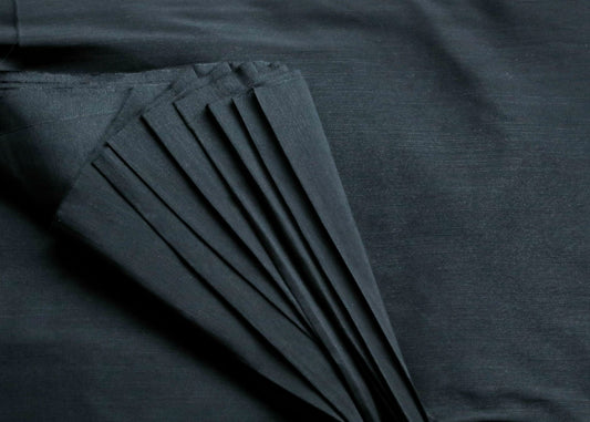 Plain Black Cotton Slub Silk Fabric