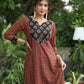 Exclusive Straight Cut Ajrakh Combination Kurti - Pant Optional
