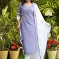 Classy Pure Cotton Lilac Kurta with Pearl Embellishment on Yoke and Matching Pant Set - Chiffon Dupatta Optional