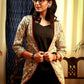 Madhubani printed layered jacket set with matching spaghetti top