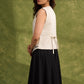 Elegant Minimalism : Ivory Colour Waist Coat With Subtle Black Embroidery   Dress Optional