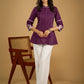 Elegant purple cotton top beautifully finished with delicate lace detailing