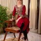 Deep Maroon Cotton Kurta with Asymmetric Kalamkari Print Yoke and Cuff Detail