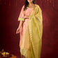 Graceful Peach-Green Combination Chanderi Kurta with Fine Embroidery