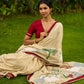 Statement Cream Cotton Saree with Pichwai Cow Painting & Contrast Trim