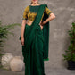 Mustard Ajrakh Print Cotton Blouse with Pintucks Detailing & Mirror Work