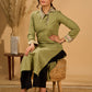 Meadow Mint Slub Kurta with Artistic Cuffs and Twisted Collar