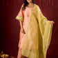 Graceful Peach-Green Combination Chanderi Kurta with Fine Embroidery