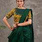 Mustard Ajrakh Print Cotton Blouse with Pintucks Detailing & Mirror Work
