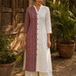 Vivid Dusty Pink & Ivory Half & Half Kurta with Tribal Print Panel & Contrast Button Placket