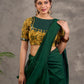 Mustard Ajrakh Print Cotton Blouse with Pintucks Detailing & Mirror Work