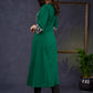 Elegant-Bottle-Green-Cotton-A-Line-Kurta-Highlighted-With-Ikat-Combination--Pant-Optional