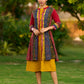 Vibrant Ajrakh Panel Jacket Embellished With Mirror Lace Highlights