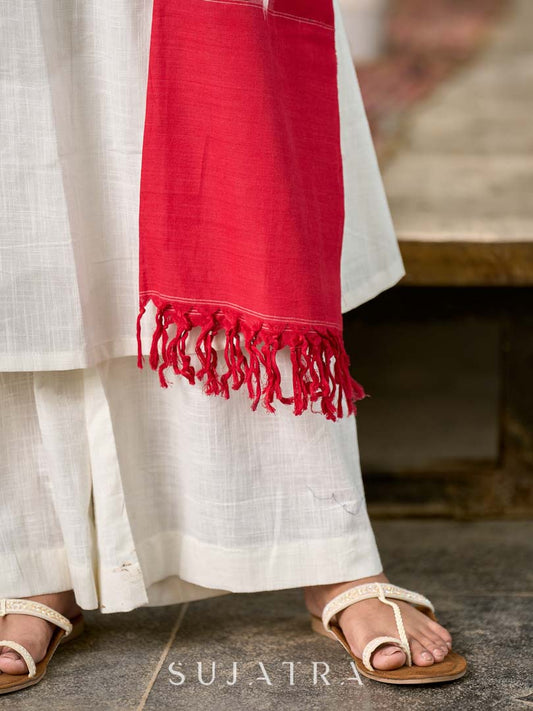 Elegant White Cotton Palazzo Pant