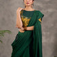 Mustard Ajrakh Print Cotton Blouse with Pintucks Detailing & Mirror Work