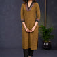 Exclusive-Dark-Mustard-Cotton-Straight-Cut-Kurta-Highlighted-With-Beautiful-Ikat--Pant-Optional