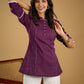 Elegant purple cotton top beautifully finished with delicate lace detailing