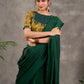 Mustard Ajrakh Print Cotton Blouse with Pintucks Detailing & Mirror Work
