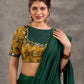 Mustard Ajrakh Print Cotton Blouse with Pintucks Detailing & Mirror Work