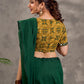Mustard Ajrakh Print Cotton Blouse with Pintucks Detailing & Mirror Work