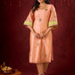 Graceful Peach-Green Combination Chanderi Kurta with Fine Embroidery