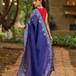 Vibrant Royal Blue Hand Block Printed Cotton Saree