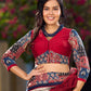 Chic Maroon Cotton Saree with Vibrant Ajrakh Kantha Patchwork & Madhubani Border
