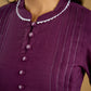 Elegant purple cotton top beautifully finished with delicate lace detailing