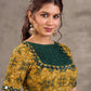 Mustard Ajrakh Print Cotton Blouse with Pintucks Detailing & Mirror Work