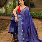 Vibrant Royal Blue Hand Block Printed Cotton Saree