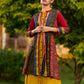 Vibrant Ajrakh Panel Jacket Embellished With Mirror Lace Highlights