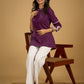 Elegant purple cotton top beautifully finished with delicate lace detailing